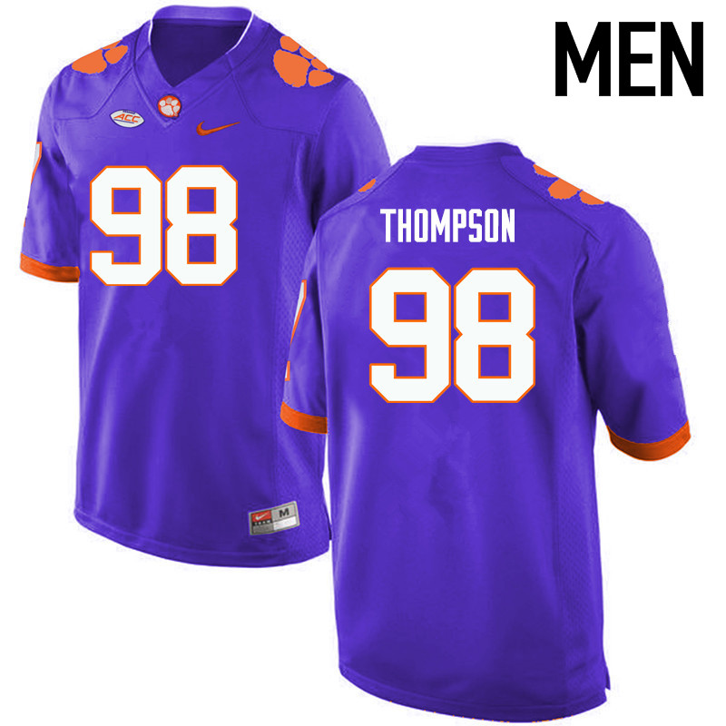 Men Clemson Tigers #98 Brandon Thompson College Football Jerseys-Purple - Click Image to Close